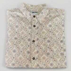 RHYTHM Men's Short Sleeve Button Down Shirt Size Large Linen/Cotton Blend